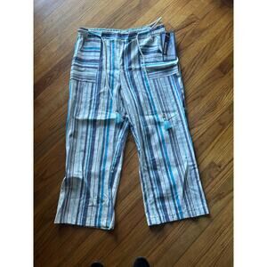 Beau Dawson Linen-Blend Striped Flowy Pants | Drawstring Waist | Lightweight